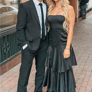 Lulus triple tier drop waist strapless black dress